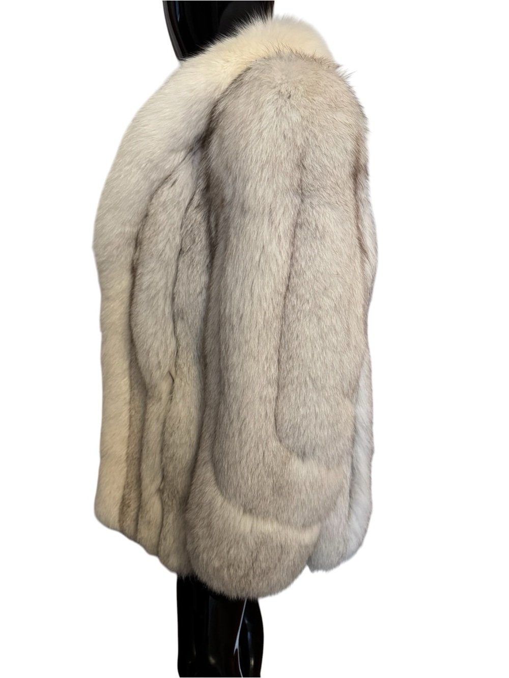 Luxurious Light Gray and White fox Saga Furs fox Coat - Picture 6 of 16